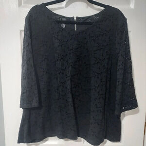 Alfani Black Eyelet Lace Overlay with Back Exposed Zipper in Size 3X